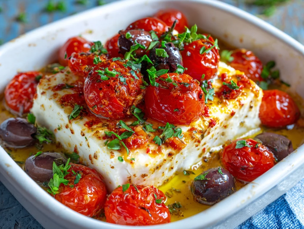 Baked Feta with Tomatoes and Olives