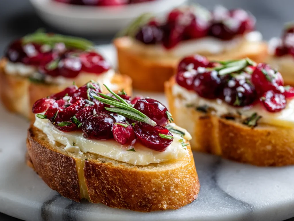 Cranberry and brie crostini