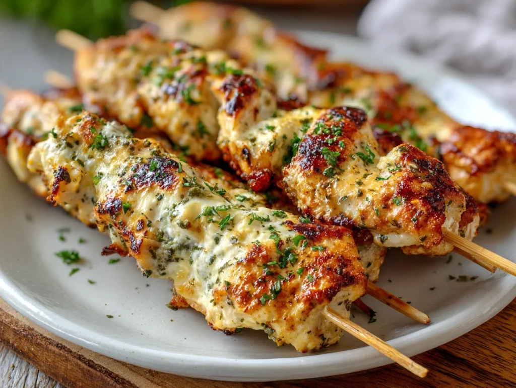 Garlic Parmesan Chicken Skewers