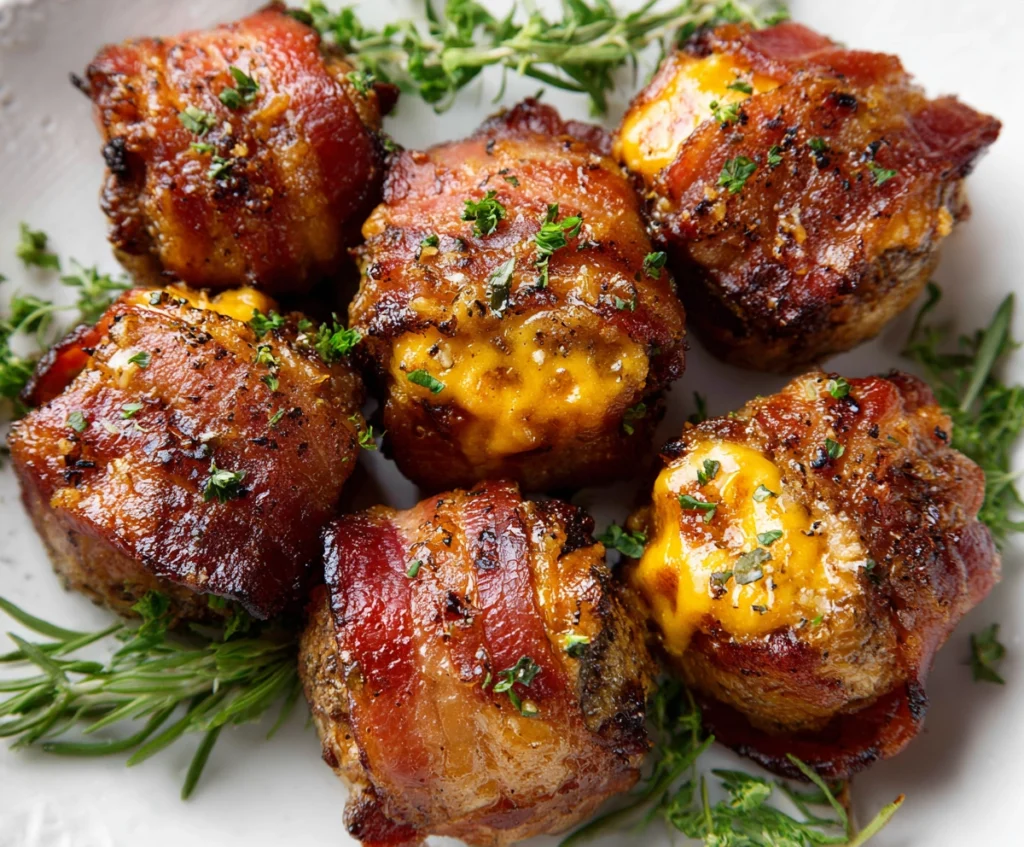 Cheddar-Stuffed BBQ Bacon Bombs