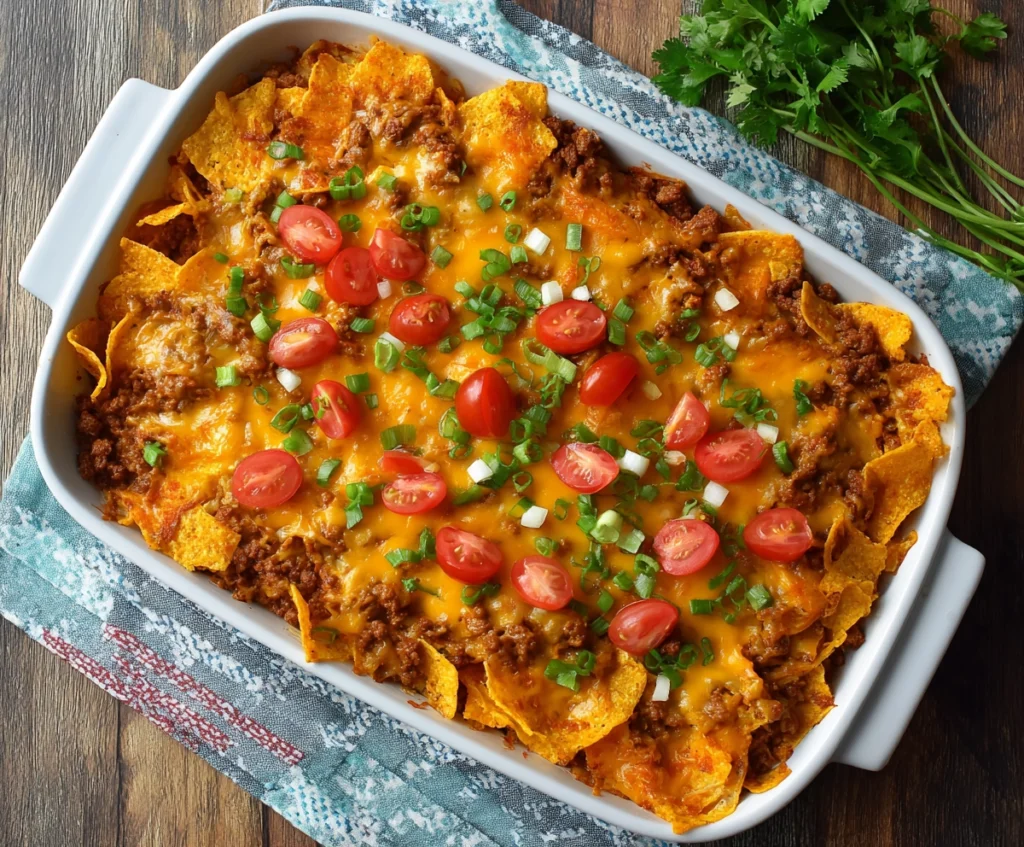 Cheesy Dorito Casserole with Ground Beef