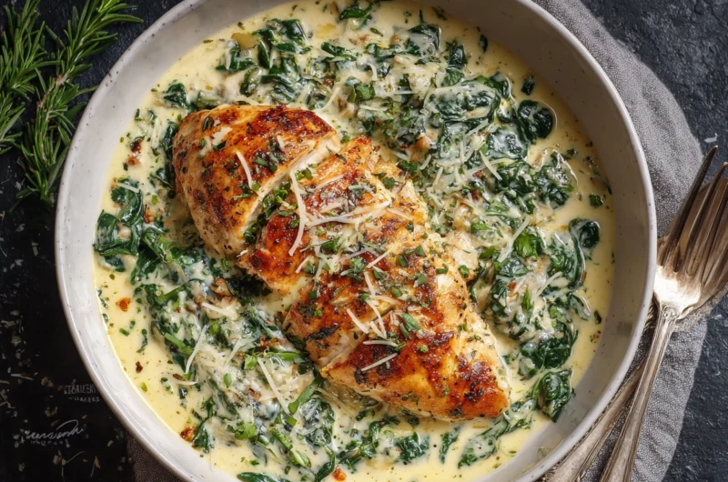 Creamy Chicken Breast in Spinach Parmesan Sauce Recipe