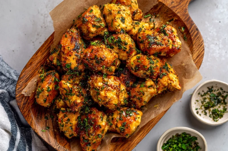 Garlic Butter Chicken Bites with Asparagus Recipe