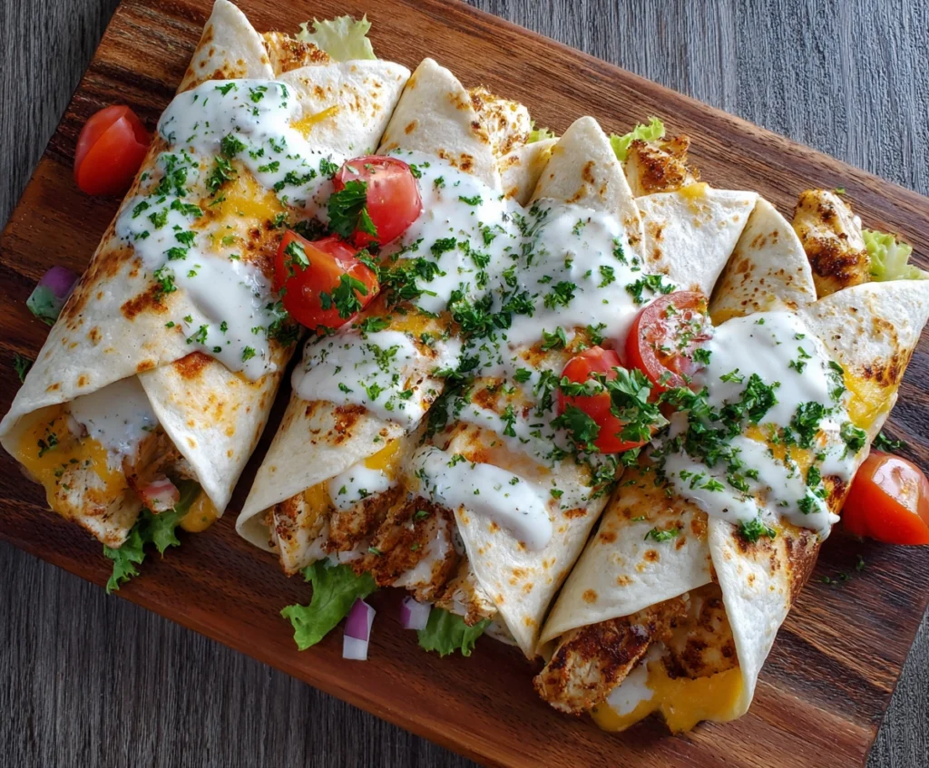 Garlic Cheesy Chicken Wraps