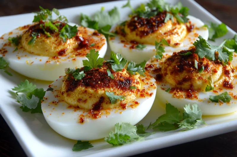 Spicy Chili Garlic Deviled Eggs Recipe