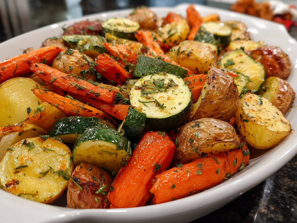 Garlic Herb Roasted Potatoes Carrots and Zucchini