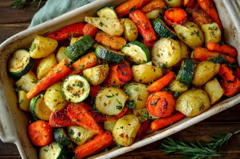 Garlic Herb Roasted Potatoes Carrots and Zucchini Recipe