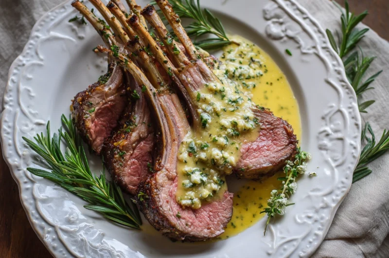 Garlic Roasted Rack of Lamb with Butter Sauce Recipe