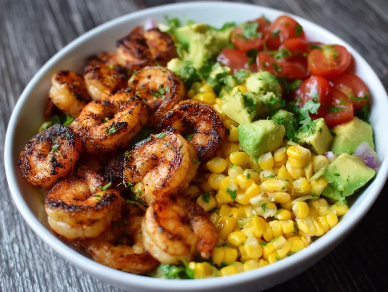 Grilled Shrimp Bowl with Avocado Corn Salsa