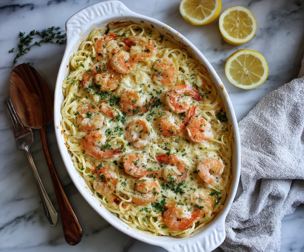 Shrimp Scampi Pasta Bake