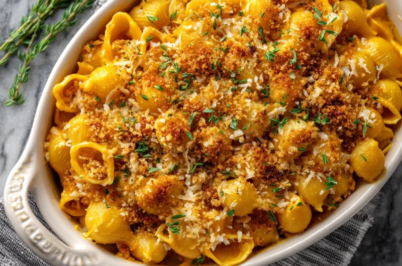 Baked Pumpkin Mac and Cheese with Crispy Topping