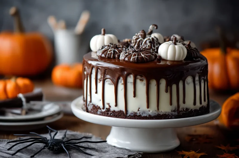 Spooky Chocolate Drip Cake for Halloween Parties
