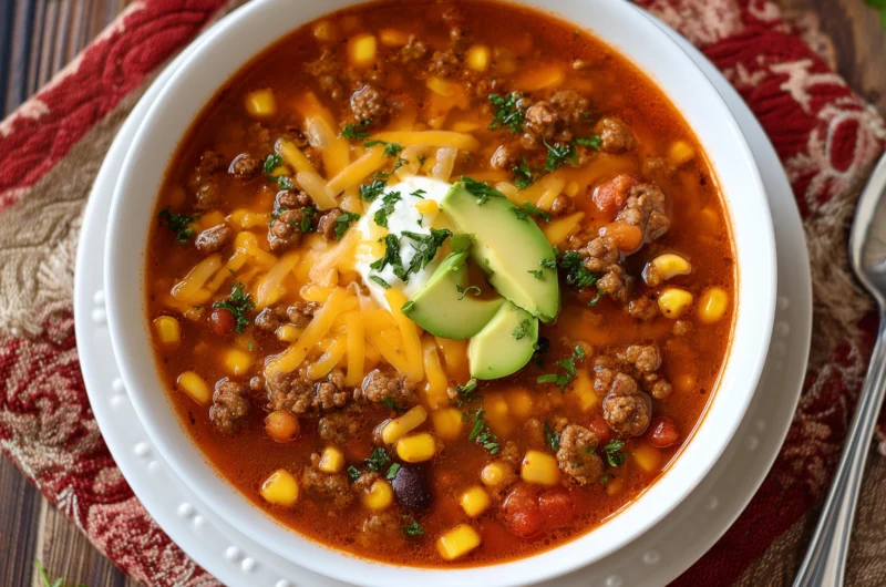 Loaded and Savory Hamburger Taco Soup That Hits the Spot