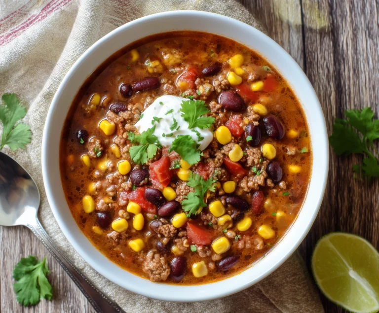 Cozy Taco Soup with Ground Beef